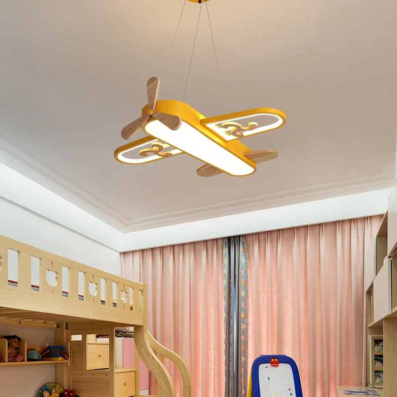 Suspension plafonnier en bois naturel design scandinave nordique luminaire d’enfant chambre bébé économie d’énergie LED éclairage moderne