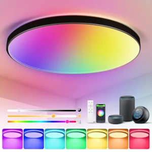 Plafonnier intelligent à distance panneau LED intensité variable Bluetooth RGB luminaire moderne salon chambre fête décoration éclairage personnalisable Plafonnier intelligent à distance panneau LED intensité variable Bluetooth RGB luminaire moderne salon chambre fête décoration éclairage personnalisable