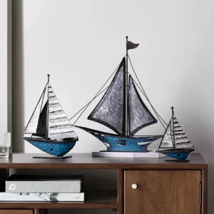 Décoration voile vintage nordique  bateaux à voile métal verre  style marin  idée cadeau épurée  salle à manger  salon  chambre  bureau