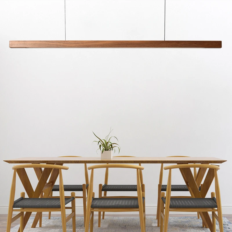 Suspension en bois naturel style nordique moderne lumière LED intégrée design scandinave éclairage chaleureux pour salon chambre cuisine ou bureau