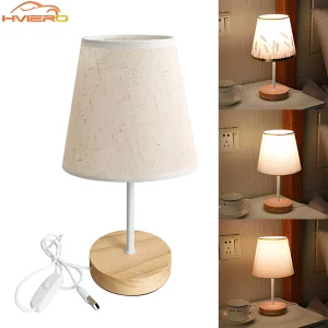Lampe de table bois naturel design scandinave LED USB lumière douce chambre salon bureau élégance moderne économies d’énergie