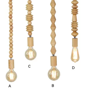 Suspension bois naturel design scandinave nordique perles géométriques LED éclairage chaleureux salon chambre économique élégant Suspension bois naturel design scandinave nordique perles géométriques LED éclairage chaleureux salon chambre économique élégant
