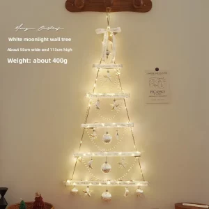 Décoration murale sapin de Noël lumière LED argentée moderne minimaliste lumineux design scandinave Noel chambre salon