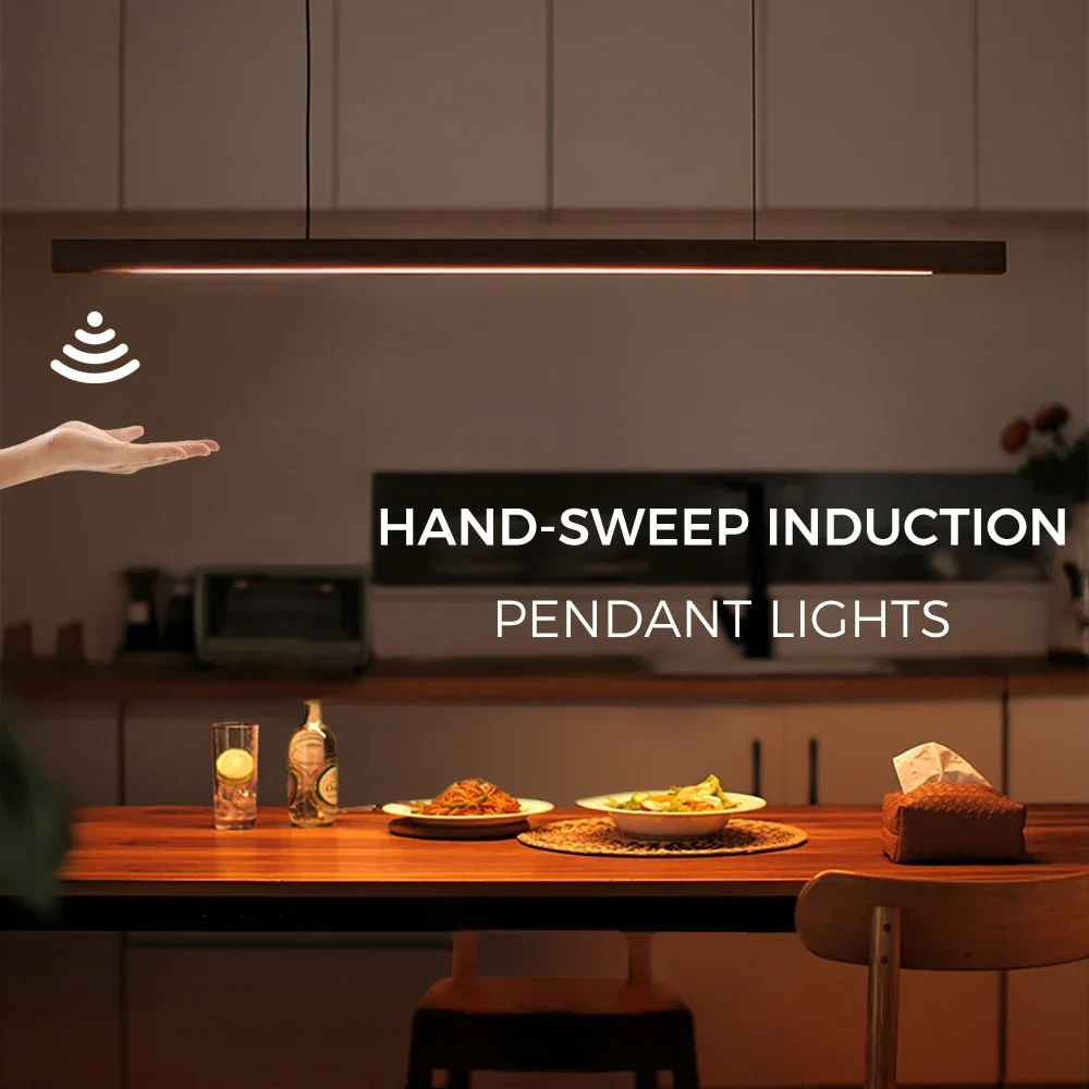 Suspension LED bois design minimaliste intérieur moderne lumière chaleureuse éclairage bureau salon table à manger économique élégant