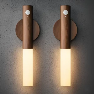 Applique murale en bois LED design moderne scandinave éclairage chaleureux chambre couloir escalier armoire