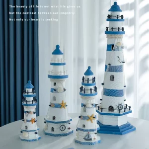 Phare en Bois Méditerranéen  Décoration Murale Style Marin  Éclairage Chaleureux  Design Créatif  Cadeau pour Enfants  Décoration de Maison Économique
