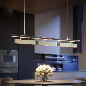 Suspension LED moderne design minimaliste noir doré éclairage salon cuisine table manger Suspension LED moderne design minimaliste noir doré éclairage salon cuisine table manger