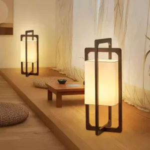 Lampe à poser LED bois design japonais contemporain luminaire salon chambre bureau éclairage chaleureux économique élégant