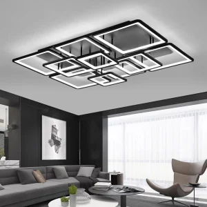 Plafonnier LED moderne design nordique rectangulaire lumière noire chambre salon étude éclairage ambiant économies d’énergie élégance intérieure