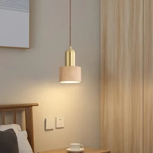 Lampe suspendue bois naturel design nordique scandinave moderne éclairage chaleureux salon chambre salle à manger restaurant