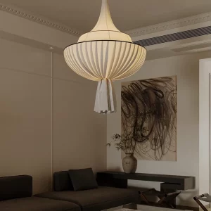 Suspension LED en tissu design nordique intérieur moderne éclairage chaleureux salon salle à manger industrielle élégante