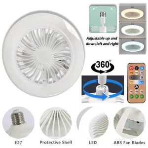 Plafonnier ventilateur LED moderne 360° rotation télécommande éclairage intérieur salon chambre économies d’énergie style contemporain lumière douce design fonctionnel