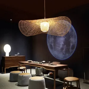 Suspension en bambou et bois naturel design asiatique moderne style japonais luminaire créatif salle à manger restaurant éclairage chaleureux économique élégant Suspension en bambou et bois naturel design asiatique moderne style japonais luminaire créatif salle à manger restaurant éclairage chaleureux économique élégant