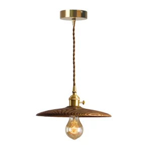 Suspension en bois naturel design industriel vintage cuivre LED éclairage chaleureux salon cuisine chambre loft
