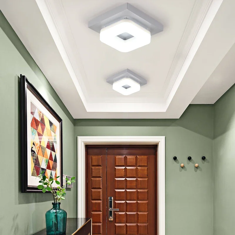 Plafonnier LED métal acrylique design moderne épuré pour couloir véranda bureau lumière uniforme certification CCC CQC ROHS