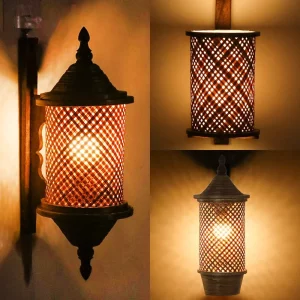 Lampe murale en rotin  design rustique et contemporain  éclairage chaleureux pour couloir  chambre  salon  style oriental  matériaux naturels  luminaire déco