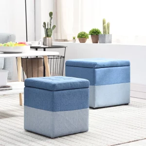 Pouf de rangement en tissu minimaliste design moderne bleu clair et foncé salon chambre bureau décoration intérieure élégante et fonctionnelle Pouf de rangement en tissu minimaliste design moderne bleu clair et foncé salon chambre bureau décoration intérieure élégante et fonctionnelle