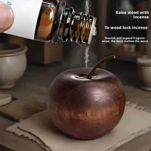 Diffuseur encens bois naturel design pomme décor aromathérapie salon chambre cadeau porte-bonheur ornement parfumé