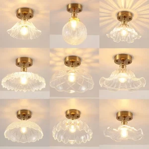 Plafonnier en verre transparent style vintage moderne design épuré lumière uniforme idéal pour salon chambre restaurant