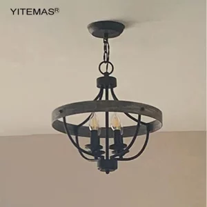 Suspension bois métal design industriel rustique salle à manger salon entrée éclairage chaleureux économique élégant