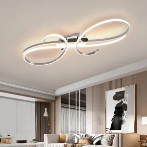 Plafonnier moderne design scandinave LED lumière blanche chaude éclairage salon chambre salle à manger contemporain aluminium finition brillante
