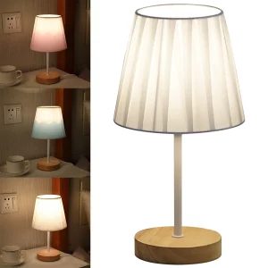 Lampe de table bois tissu style scandinave design moderne minimaliste lumière chaleureuse salon chambre bureau