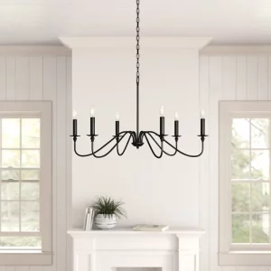 Lustre métal noir design vintage épuré éclairage salon salle à manger plafond lumière chaleureuse moderne économique élégant