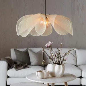 Suspension textile design floral modern e27 plafonnier decoratif salon chambre salle a manger luminaire design scandinave lumineux elegant