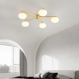 Plafonnier LED verre opalin cuivre design moderne épuré salle à manger salon chambre lumière douce élégante économie d’énergie Plafonnier LED verre opalin cuivre design moderne épuré salle à manger salon chambre lumière douce élégante économie d’énergie