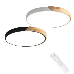 Plafonnier LED bois naturel design scandinave nordique moderne chambre salon éclairage chaleureux économique élégant