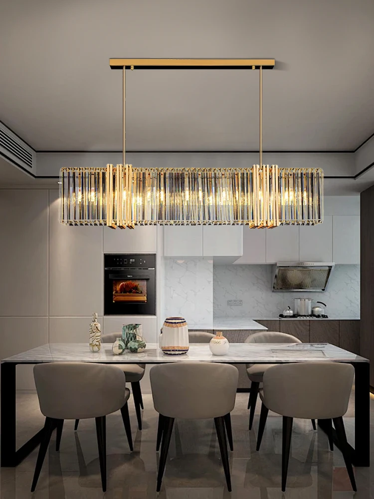 Suspension lumineuse moderne en métal doré et verre transparent design élégant pour salle à manger cuisine éclairage scandinave lumière centrale décorative
