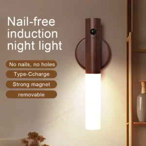 Applique murale LED en bois naturel  design scandinave  éclairage doux  magnétique  économique  élégant