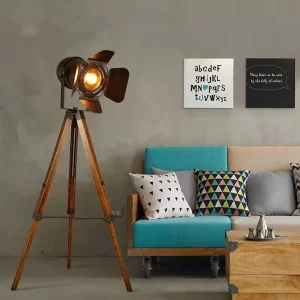 Lampadaire sur pied en bois vintage américain design industriel lumière LED éclairage chaleureux pour salon chambre studio créatif Lampadaire sur pied en bois vintage américain design industriel lumière LED éclairage chaleureux pour salon chambre studio créatif