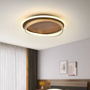 Plafonnier LED en bois naturel design scandinave nordique moderne chambre salon éclairage chaleureux économique élégant