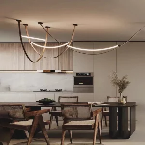 Plafonnier LED design nordique minimaliste en métal et cuir salle à manger salon chambre éclairage moderne suspendu économique élégant