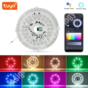 Plafonnier LED intelligent Wi Fi  Design moderne  Commande vocale Alexa Google  Éclairage RVB+WW+CW  Gradation lumière  DIY montage  Économique  Élégant
