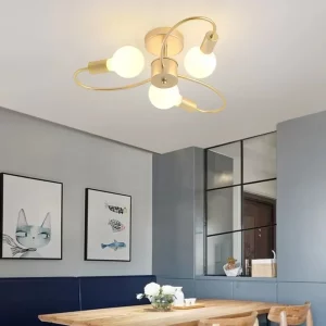Plafonnier LED métal doré design moderne minimaliste salle à manger salon éclairage contemporain élégant économies d’énergie Plafonnier LED métal doré design moderne minimaliste salle à manger salon éclairage contemporain élégant économies d’énergie