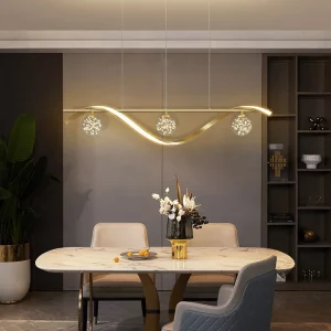 Suspension LED moderne design nordique salle à manger verre cristal doré éclairage contemporain économique chaleureux élégant Suspension LED moderne design nordique salle à manger verre cristal doré éclairage contemporain économique chaleureux élégant