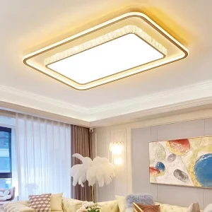 Plafonnier LED imitation cristal moderne design carré rond doré salon chambre éclairage uniforme lumière douce certification CCC CQC FCC Plafonnier LED imitation cristal moderne design carré rond doré salon chambre éclairage uniforme lumière douce certification CCC CQC FCC