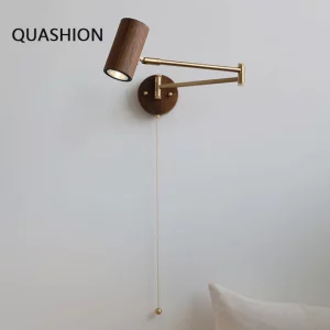 Applique murale moderne bois naturel design scandinave nordique lumière chaleureuse éclairage intérieur salon chambre bureau élégant économie d’énergie