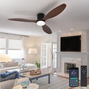 Plafonnier bois ventilateur LED design moderne minimaliste style scandinave lumière chaleureuse éclairage intérieur extérieur salon chambre économique élégant