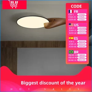 Plafonnier bois naturel design scandinave moderne lumière LED éclairage chaleureux salon chambre décoration intérieure économique élégant