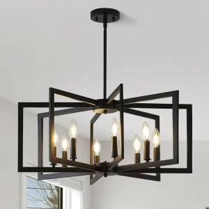 Plafonnier moderne design industriel fer forgé noir suspension lustre salle à manger salon éclairage chaleureux élégant économique