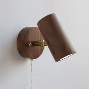 Applique murale rétro bois de noyer projecteur LED angle réglable éclairage moderne chambre salon lampes chevet lumière chaleureuse design nordique scandinave
