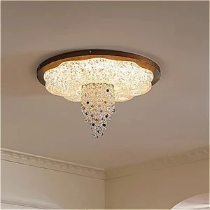 Plafonnier LED en bois naturel design scandinave moderne éclairage chaleureux économique élégant pour salon chambre salle à manger décoration intérieure