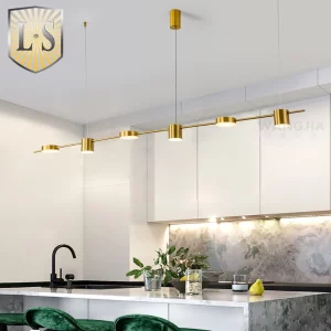 Suspension LED métal doré design moderne minimaliste cuisine îlot bar éclairage directionnel ajustable élégant économique Suspension LED métal doré design moderne minimaliste cuisine îlot bar éclairage directionnel ajustable élégant économique