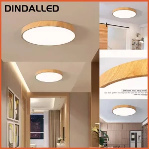 Plafonnier LED bois naturel design scandinave nordique moderne chambre salon éclairage chaleureux économique élégant