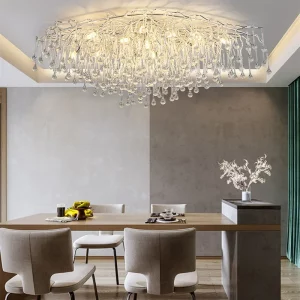 Plafonnier en cristal chromé design nordique gouttes de pluie luminaire moderne élégant salon chambre à coucher décoration intérieure lumière scintillante