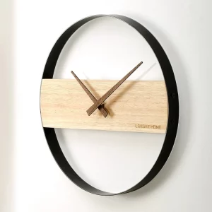 Horloge murale design nordique minimaliste bois clair et métal décoration murale élégante pour salon chambre ou bureau Horloge murale design nordique minimaliste bois clair et métal décoration murale élégante pour salon chambre ou bureau