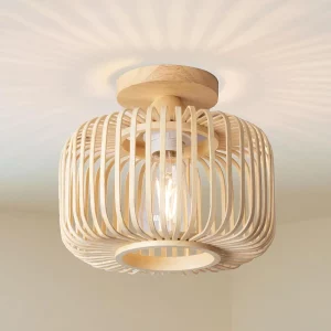 Plafonnier en bois naturel design scandinave nordique éclairage chaleureux chambre salon décoration moderne élégant économique
